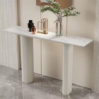 Table console de luxe haut de gamme style crème, table d'entrée accessible avec plateau en ardoise pour rangement de salon