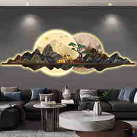 Salon canapé fond tenture murale peinture lumière led paysage peinture 3D circulaire paysage tenture murale décoration