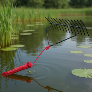 Râteau à double face pour l'élimination des plantes aquatiques, tête en acier 24x8,7 pouces, manche en corde de 30 pieds pour bassin ou lac - Product Image 2