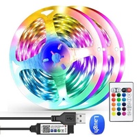 Lampu Strip LED RGB 5V USB 5050 Fleksibel Kit Lampu Latar TV dengan Remote & Kontrol Aplikasi Bluetooth Sinkronisasi Musik untuk Kamar Tidur & Gaming
