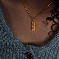 Hypo allergene nicht trübe lange Bar Anhänger quadratische Diamant Halskette wasserdichte Schmuck Gold Halsketten Bling Zirkonia