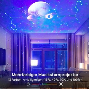Lámpara Proyector de Cielo Estrellado con 12 <span class=keywords><strong>Constelaciones</strong></span> y Planetas, Luz Nocturna Ambiental LED, Proyector Láser de Galaxia, Altavoz - Product Image 4