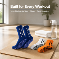 Calcetines Deportivos de Punto Antideslizantes con Puntos de Agarre para Yoga, Pilates, Gimnasio, Correr, Deportes de Otoño, para Adultos, Logotipo Personalizado OEM, 8 Colores, Venta al Por Mayor