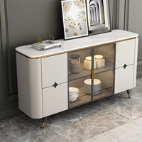 Meja Buffet Kaki Stainless Steel Modern untuk Ruang Tamu, Lemari Samping Ruang Makan, Perabot Rumah dan Hotel
