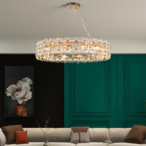 European Design Round <b>Hanging</b> Lamp <b>bar</b> Hotel <b>Home</b> Decorative Ceiling Crystal Flower Chandelier - Product Image 5