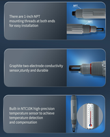 Électrode de conductivité analogique, sonde EC à 2 pôles en graphite K=1, 0~10mS/cm, boîtier ABS avec capteur de température intégré