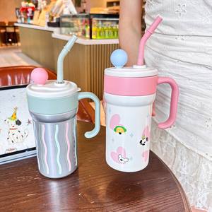 Ceramic <b>Insulated</b> Water Mug 500Ml With Straw For Women Office Use Summer 2025 New Style Gift <b>Cup</b> - Product Image 1