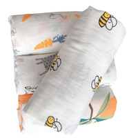 Couverture pour bébé en mousseline de coton biologique à motif floral, impression numérique personnalisée, certifiée OEKO-TEX, 200TC, respirante, anti-boulochage