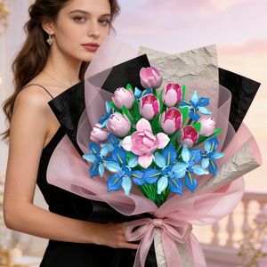 Belle DIY Rosa de Ladrillo, Flor Artificial, Ramo Eterno, Planta en Maceta, Juguete Educativo de Ensamblaje, Plástico ABS - Product Image 2
