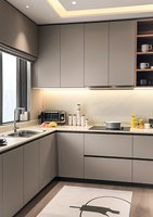 Vente directe d'usine, armoire de cuisine moderne en bois de pin massif écologique avec panneau en aggloméré
