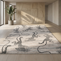 Tapis turc haut de gamme LandScopeTech, imprimé léopard abstrait, tissé Wilton, avec envers en jute naturel, tapis de luxe design, art décoratif