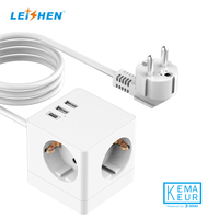 Leishen 2 USB-A + 1 prise de rallonge cubique Type-C Standard européen 6 prises CA Power Point Extender Protection contre les surtensions