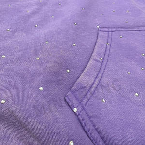 OEM apliques parche bordado strass Sudadera con capucha de gran tamaño lavado ácido hombres sudaderas con capucha y sudaderas - Product Image 3