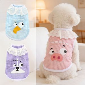 Cute Cartoon Pet Summer Mesh Vest With Lace Collar Breathable Dog Cat <b>Clothes</b> Pink Sky Blue Purple - Product Image 2