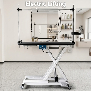 Table de toilettage professionnelle EUR PET de luxe en acier inoxydable réglable et portable pour chiens et chats avec roues pour l'entretien des griffes et le nettoyage des poils d'animaux - Product Image 1