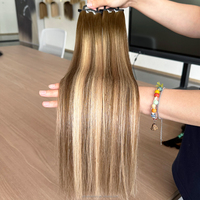 Extensions de cheveux humains russes Yuanzhen Genius Weft, couleur blonde invisible, cuticules intactes et alignées, balayage bouclé