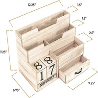 Organisateur de bureau en bois avec calendrier, support de rangement multifonction à plusieurs niveaux pour la maison et le bureau, style moderne