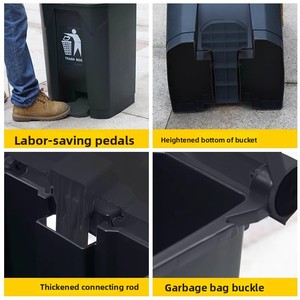Plastic Pedal <strong>Bin</strong> <strong>Large</strong> Commercial with Lid Sanitation <strong>Kitchen</strong> Restaurant <strong>Large</strong> Capacity Household Outdoor Trash Can - Product Image 5