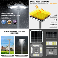 Lampadaire solaire LED UFO Gaocheng en gros, IP65, avec capteur intégré et base mobile pour jardin, cour et place publique