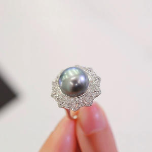 Wenchi – bagues en argent sterling 925 avec perles naturelles grises platine de 12-13mm, accessoires chinois luxueux, boîtes cadeaux incluses - Product Image 2