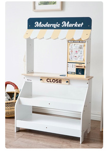 Divertente negozio di alimentari in legno giocattolo finta gioco minimarket in legno frutta e verdura Check stand per bambini - Product Image 4