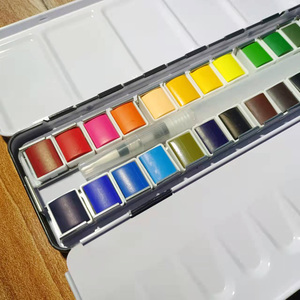 Art fornisce profesional aquarelle 24 colore scatola di ferro confezione acquerello vernice set con un pennello - Product Image 4