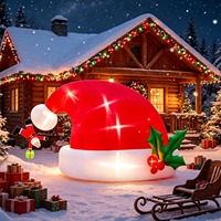 Nouvel An : Décoration géante gonflable de chapeaux de Père Noël pour centres commerciaux, idéale pour les fêtes et événements extérieurs.