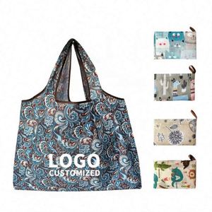 Sac fourre-tout extensible en polyester 210D écologique et lavable, sac de courses réutilisable en RPET pliable - Product Image 1