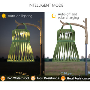 Lámpara de Jardín Grande para Exteriores con Carga Solar y USB, Resistente al Agua, de Ratán Sintético Verde, Lista para Enviar, Ideal para Hoteles - Product Image 6