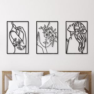 3 Pieces <strong>Metal</strong> Minimalist <strong>Abstract</strong> Woman <strong>Wall</strong> <strong>Art</strong> Line Drawing Decor Hanging <strong>Metal</strong> <strong>Arts</strong> for Living Room Decor - Product Image 4