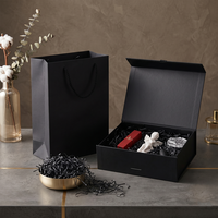 Coffret Cadeau Luxe Personnalisé Noir Mat avec Sac en Papier et Remplissage Déchiqueté pour Marques Corporatives et Boutiques