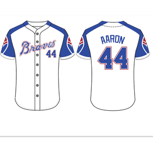 Personalizado Sublimação <span class=keywords><strong>Braves</strong></span> Hank Aaron White Throwback Cooper-stown <span class=keywords><strong>Baseball</strong></span> <span class=keywords><strong>Jersey</strong></span> - Product Image 3