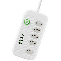 Stop Kontak Multifungsi Brazil Laris Manis 5 Outlet 3 USB 1 Type-C 10A ABS
