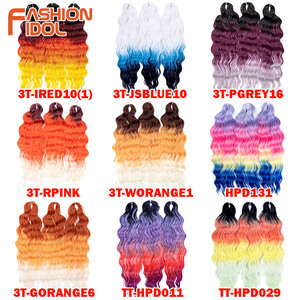 FASHION IDOL 24 pulgadas para Ombre <span class=keywords><strong>Rainbow</strong></span> Extensiones de cabello sintético Onda de agua Trenzado Crochet Tejido de cabello Onda profunda Curl Fake - Product Image 2