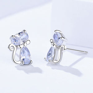 مجوهرات عالية الجودة للفتيات أقراط لطيفة من الأحجار الفضية الإسترلينية - Product Image 2