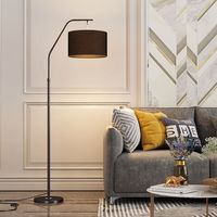Lampe sur pied contemporaine en acier inoxydable avec abat-jour en tissu, LED dimmable personnalisable E26, télécommande, CRI élevé 90, 3000-5000K, élégante
