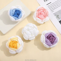 Fleur artificielle tricotée au crochet en forme de rose pour la confection de sacs, vêtements, cadeaux et accessoires DIY en gros