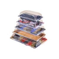 Boîte d'emballage en plastique PET personnalisée, sans BPA, recyclable, OEM/ODM, pour sushis à emporter, couvercle transparent