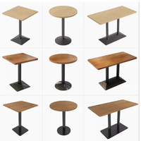 Table de restaurant en bois avec base en métal noir, carrée, ronde ou rectangulaire, pour café et bistrot