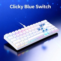 Clavier de jeu mécanique optique RK61 61 touches 60 % avec interface USB-C, rétroéclairage LED, compact, mini, portable, interrupteurs bleus pour PC/ordinateur portable