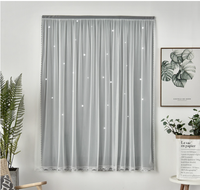 Rideau occultant Aodu en tulle à découpes étoiles, fixation Velcro, sans perçage, filtrant la lumière, beige, dentelle festonnée, vente en gros usine