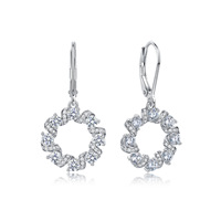Boucles d'oreilles pendantes en moissanite, argent sterling 925, design couronne, 33 mm, couleur D VVS1, 3,76 g, bijoux pour femmes