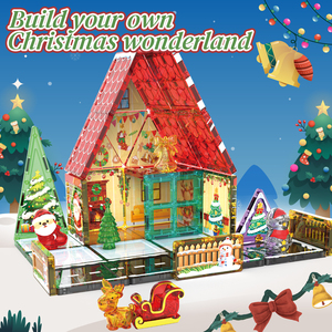 55 Piezas de Bloques de Construcción Magnéticos Navideños 3D, Azulejos Educativos de Seguridad para Niños, Juguetes de Azulejos Magnéticos Coloridos para Bebés - Product Image 2