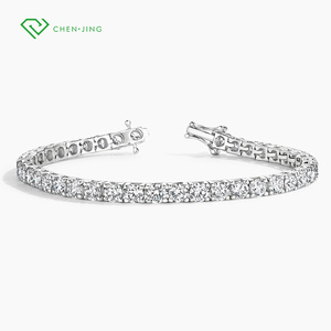 9k 14K 18K White Gold <strong>Silver</strong> <strong>Bracelet</strong> Fine Jewelry Tennis <strong>Bracelet</strong> with 2mm-5mm Paving Lab Grown Diamonds <strong>Bracelet</strong> - Product Image 2