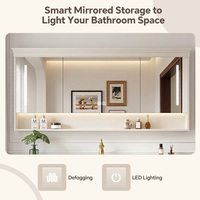 Meuble-lavabo de salle de bain moderne de luxe en bois avec armoire miroir intelligente, disponible en version simple et double vasque, à partir de 48 pouces
