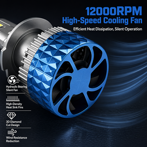 Bombillas LED H7 <span class=keywords><strong>de</strong></span> 160W y 50000LM, Suministro Directo <span class=keywords><strong>de</strong></span> Fábrica para Mayoristas y Distribuidores, Refrigeración con Doble Tubo <span class=keywords><strong>de</strong></span> Cobre - Product Image 4