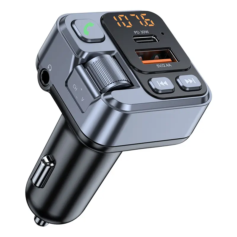 新しいPD30WBT5.1デュアル高速USB充電器車MP3プレーヤーワイヤレスラジオ受信機FM送信機