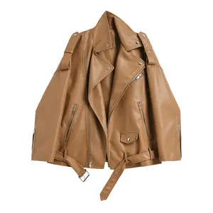 थोक सर्दियों नई शैली असली लेदर जैकेट महिला भूरे रंग के लिए चमड़े की जैकेट महिलाओं