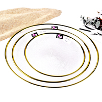 Assiettes de présentation en verre rondes à bord doré, spirales simples, décoratives, pour mariage, vente en gros à prix abordable