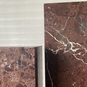 Table d'appoint en marbre Rosso Levanto, piétement en pierre naturelle, pour salon moderne - Product Image 5